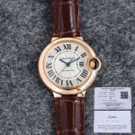 TW Factory Cartier 33*10MM NH05 Movement Sapphire Glass Leather Strap Watch
